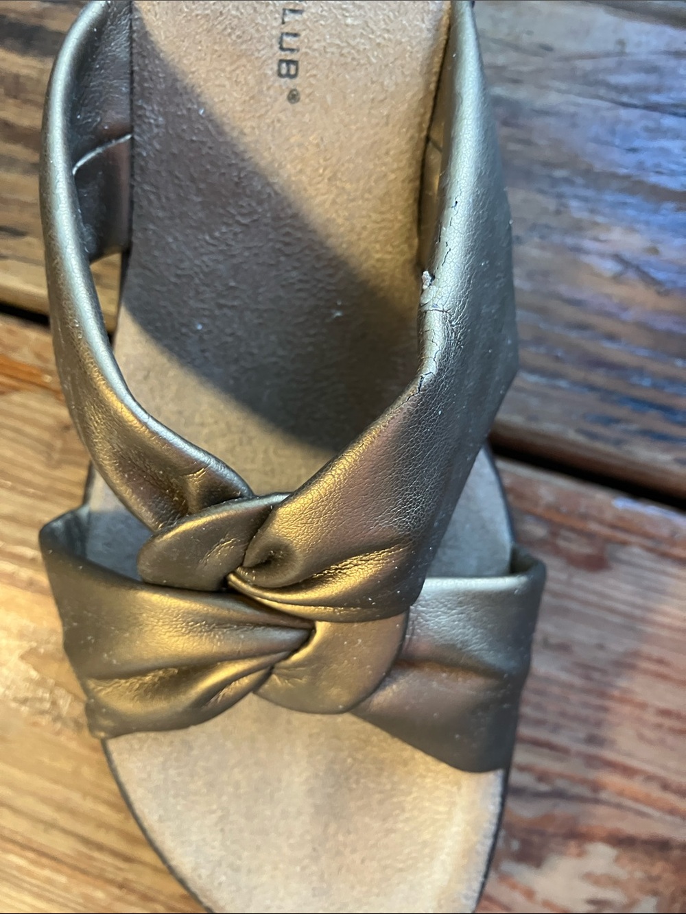 Montego Bay Club Metallic Gold Knot Slide Sandals - Picture 7 of 13